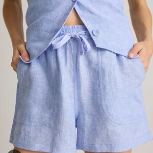 Quince Women's High Waist Sky Blue Shorts Size Small Linen